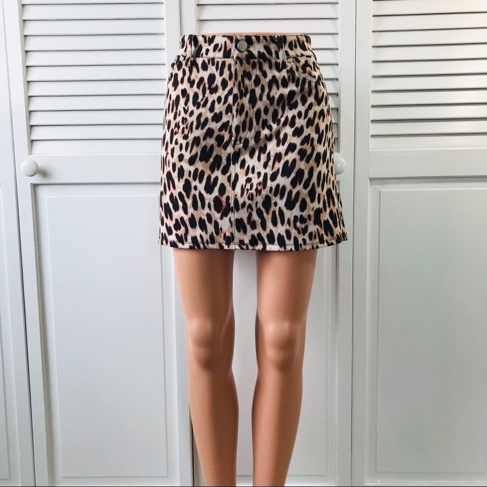 MATERIAL GIRL Brown Black Natural Leopard Print Skirt Size 11